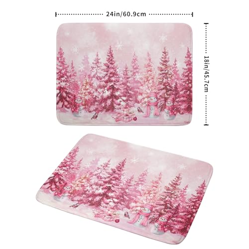 Pink Forest Dish Drying Mat Washable Drying Matt Kitchen Counter (Winter Forest Pink / 24" x 18")