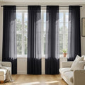 Black Sheer Curtains 84 Inches Long 4 Panels 54 x 84 Inches (54"W x 84"L (Pack of 4) / Black)