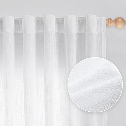 White Curtains 80 Inch Length 2 Panels Set (50"W x 80"L (Pack of 2) / White)