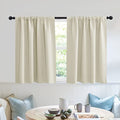Short Privacy Curtains 30 inch Long for Bathroom Window (Beige / 42"W x 30"L (Pack of 2))