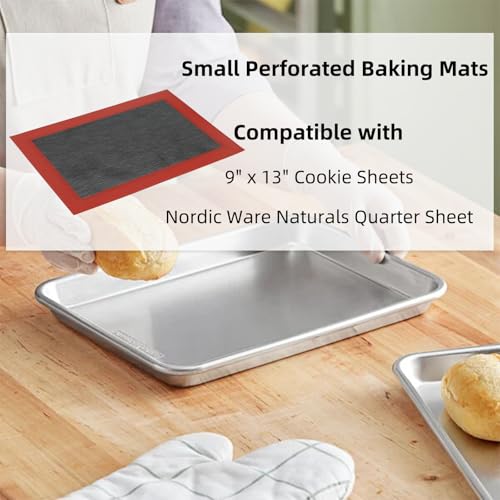 Perforated Silicone Baking Mats for Quarter Sheet (Black Background with Red Trim / (8.25'' x 11.75'') Quarter Sheet)
