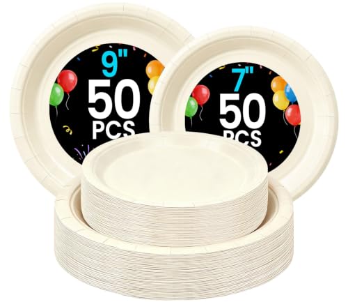 Cream Paper Plates (Cream / 100 Count (50-9" & 50-7"))