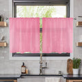 Solid Sheer Rod Pocket Curtain Voile Draperies 2 Panels White Beige Black Ivory Coffee 26 Inch Width 24 Inch Long 1 Pair for Kitchen Bedroom Children Living Room Yard (Pink / 26"W x 24"L (Pack of 2))