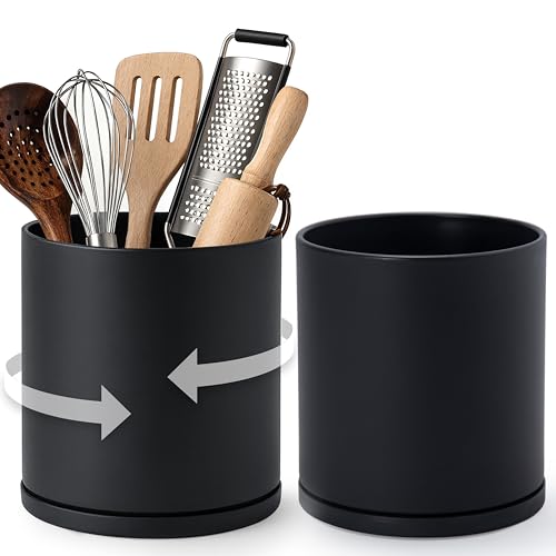 2 Pack 360° Rotating Utensil Holders (Black / 7.2")