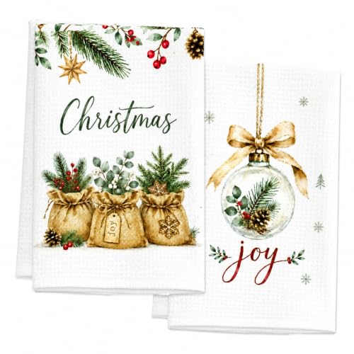 Christmas Kitchen Towels Decorations Indoor Decor Home (Green+gold)