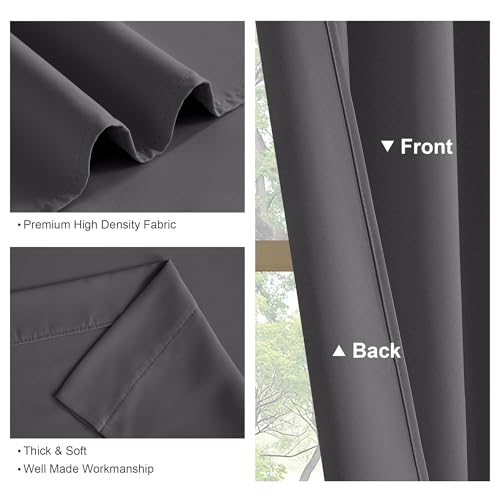 Grey Blackout Curtains 96 inch Long (Grey / 52"W x 96"L (Pack of 2))