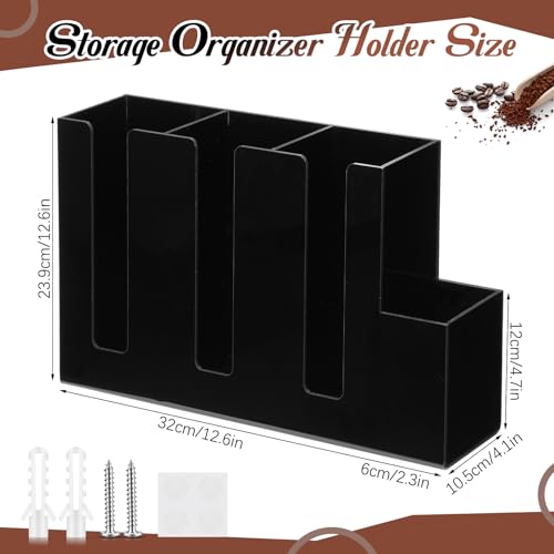 4 Compartments Acrylic Coffee Cup and Lid Holder (Black)