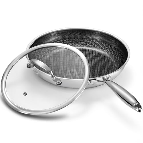 Stainless Steel Non Stick Frying Pan with Lid (Stainless Steel)