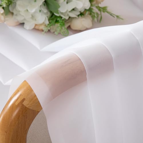 Sheer White Curtains 108" Inch Length 2 Panels Set (White / 42"W x 108"L (Pack of 2))