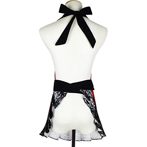 Sexy aprons for women Cute Cooking Pinup Aprons for Women Girls (Red Lace)