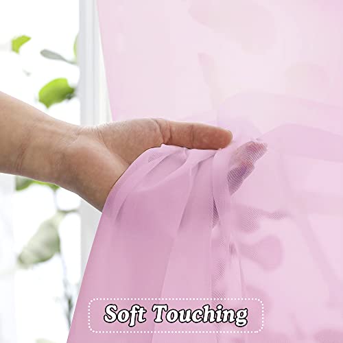 2 Pack Basic Pink Sheer Curtain 84 Inches Long (Light Pink / 42"W x 84"L (Pack of 2))