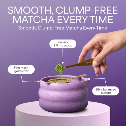 Matcha Whisk Set With Ceramic Matcha Bowl (Purple)