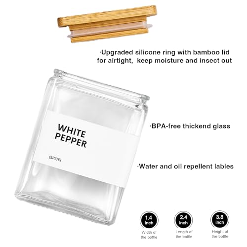 Glass Spice Jars with Bamboo Lid (White)