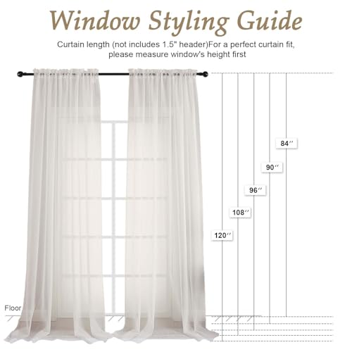 Ivory Sheer Curtains 84 Inches Long 2 Panels Set (Ivory / 59"W x 84"L (Pack of 2))