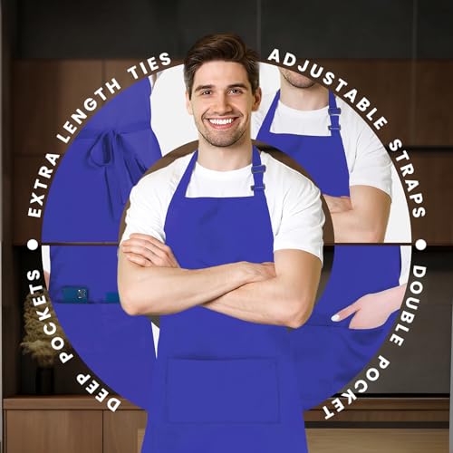 Black Apron with Pockets (Pack of 12 / Royal Blue)