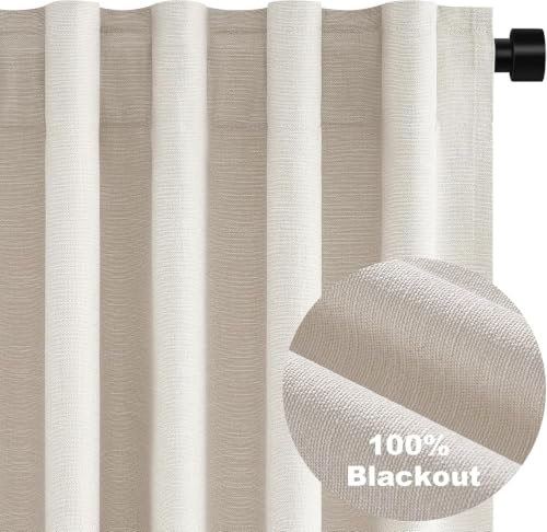 54 Inch Long Blackout Tiers Curtains for Small Window Elegant Short Curtain Drapes for Livingroom Bedroom Thermal Insulated Linen Cafe Drapes (Birch / 52"W x 54"L (Pack of 2))