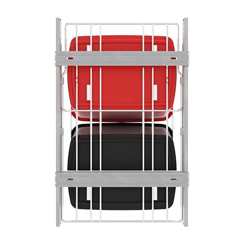 RV-18KD-1618C-S Double Pullout Trash Can for Kitchen Cabinets 35 Qt Garbage Recycling Bin on Full Extension Slides, Red/Black (Red & Black)