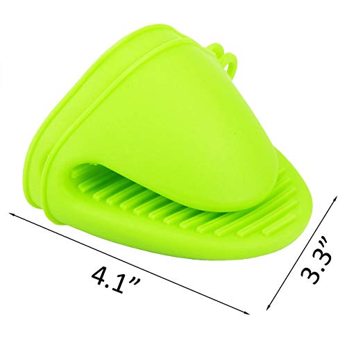 2 Pairs Mini Oven Gloves Silicone Oven Mitts Green and Rose Red (Green and Rose Red)