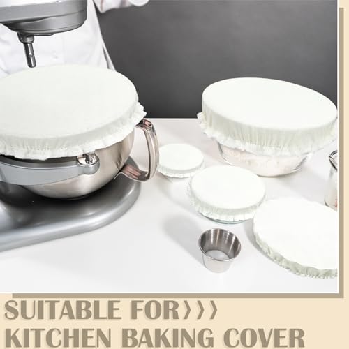10 Pcs Reusable Bowl Covers in 5 Size (White / Ivory Style)
