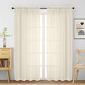 Cream Sheer Curtains for Window 72 inches Long 2 Panels Set (42"W x 72"L (Pack of 2) / Cream)
