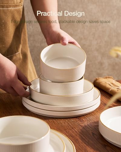 Star Stoneware Dinnerware Sets for 8 (White)