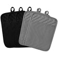 5Pack Pot Holders for Kitchen Heat Resistant Cotton Potholder Multipurpose Hot Pad Machine Washable Oven Mitts with Pocket Potholders for Baking and Cooking 8.9 x 6.9 in Gray Black (Black&gray)