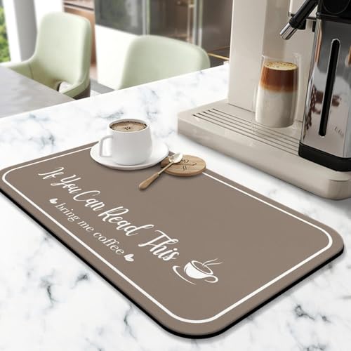 Coffee Bar Mat for Countertops 23inx15in (Brown / 23" x 15")
