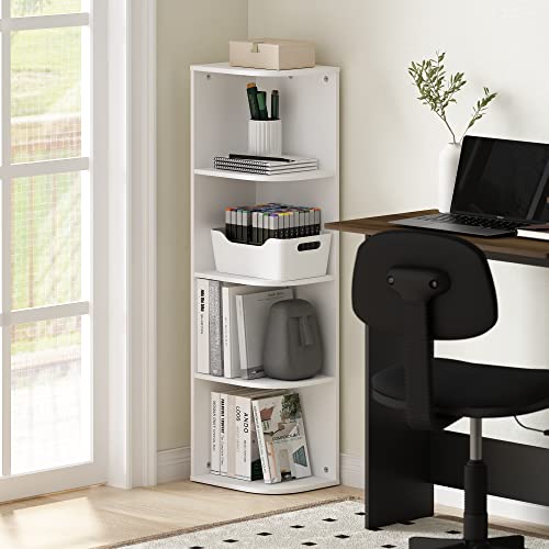 Pasir 4 Tier Corner Open Shelf Bookcase (White / 4-Tier Corner)