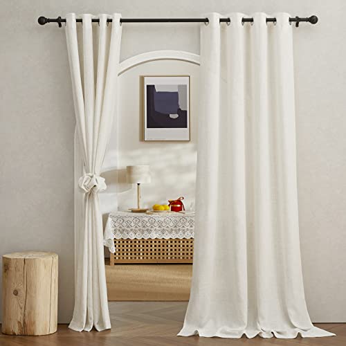 Semi Sheer Linen Curtains 95 inch Length 2 Panels (52"W x 95"L (Pack of 2) / Linen)