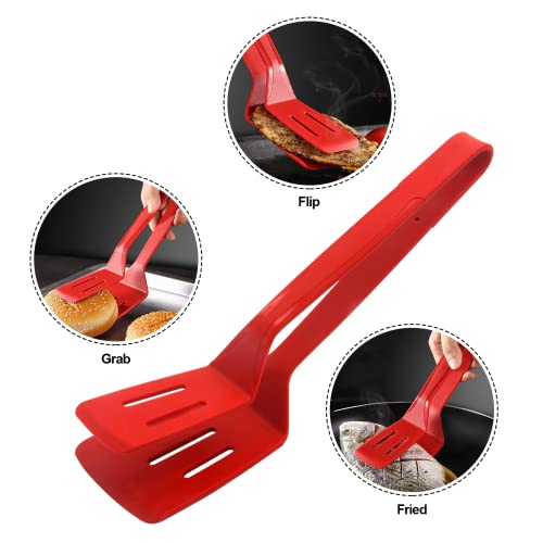 Silicone Cooking Tongs 11" Stainless Steel (1 Pack Red)