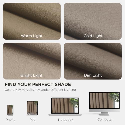 Blackout Curtains for Bedroom 84 inch Long 2 Panels (Khaki / 52"W x 84"L (Pack of 2))