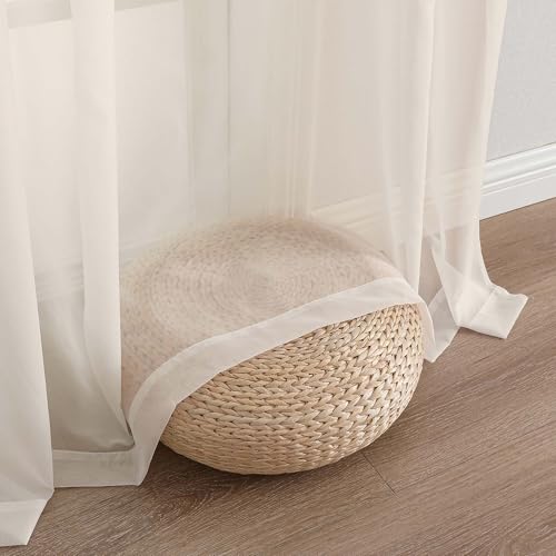 Cream Sheer Curtains 68 Inch Length (Cream / 42"W x 68"L (Pack of 2))