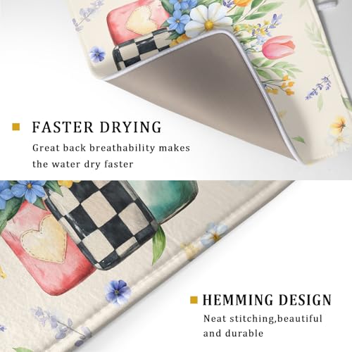 Spring Flower Vases Dish Drying Mat for Countertop (24" x 18")