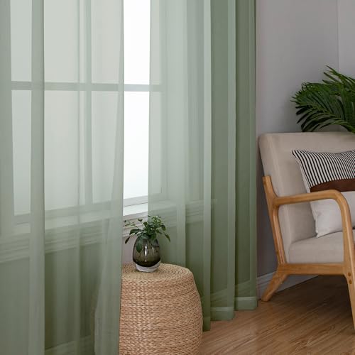 Sage Green Sheer Curtains 78 Inches Long 2 Pcs (Sage Green / 42"W x 78"L (Pack of 2))