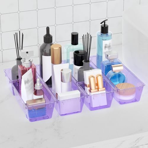 6 Pack Clear Drawer Organizer Set (Purple / 6 PCS)