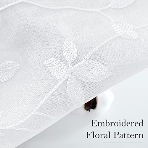 White Sheer Curtains Vine Embroidered (52"W x 63"L (Pack of 2) / Vine White)
