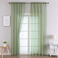Sheer Green Curtains for Bedroom Living Room 90 Inches Long 2 Panels Set (Sage Green / 59"W x 90"L (Pack of 2))