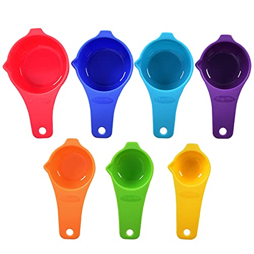 Measuring Cups and Spoons Set of 15 (7 Cups & 8 Spoons / Assorted Colors)