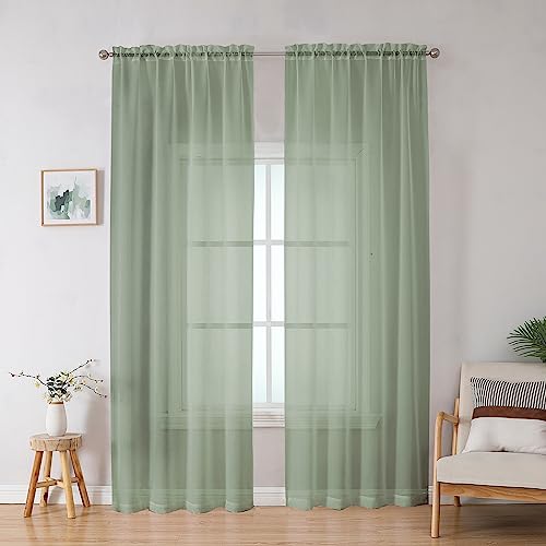 Sheer Curtains (Sage Green / 42"W x 78"L (Pack of 2))