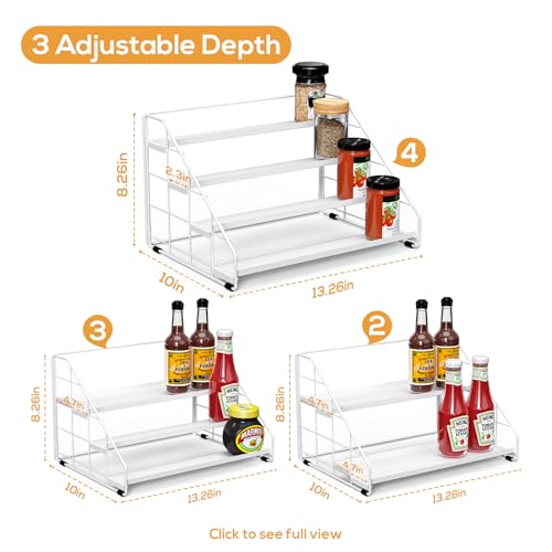 Spice Rack Organizer for Cabinet (4-Tier-White-2PC)