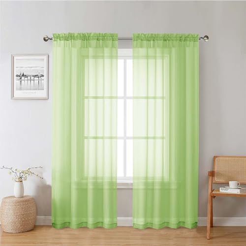 Lime Sheer Curtains 72 Inches Long 2 Panels (Lime / 42"W x 72"L (Pack of 2))