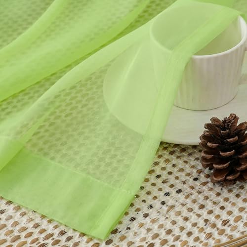 Lime Sheer Curtains 84 Inches Long 2 Panels Set for Living Room (42"W x 84"L (Pack of 2) / Lime)