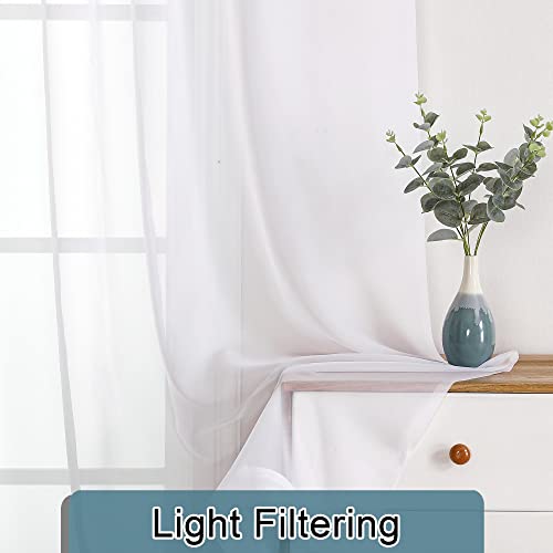 White Sheer Curtains 72 Inches Long 2 Panels (White / 40"W x 72"L (Pack of 2))