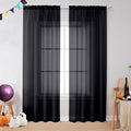 2 Pieces Black Sheer Curtains 96" Inch Long for Living Room (Black / 42"W x 96"L (Pack of 2))