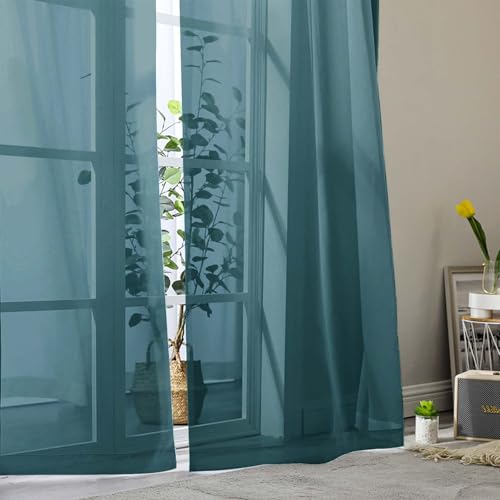 Dusty Blue Sheer Curtains 84 Inches Long 2 Panels (Dusty Blue / 42"W x 84"L (Pack of 2))
