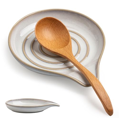 Ceramic Spoon Rest for Stove Top (White)