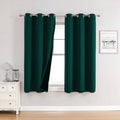 100% Blackout Curtains for Bedroom 63 Inches Long 2 Panels Set (42"W x 63"L (Pack of 2) / Forest Green)