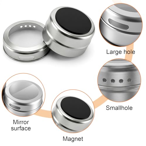 Magnetic Spice Rack with 2 Metal Plates & 8 Magnetic Spice Jars