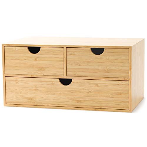 Bamboo Desk Organizer with Drawers (3 Drawers-up down)