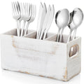 Wooden Silverware Caddy (Retro White)